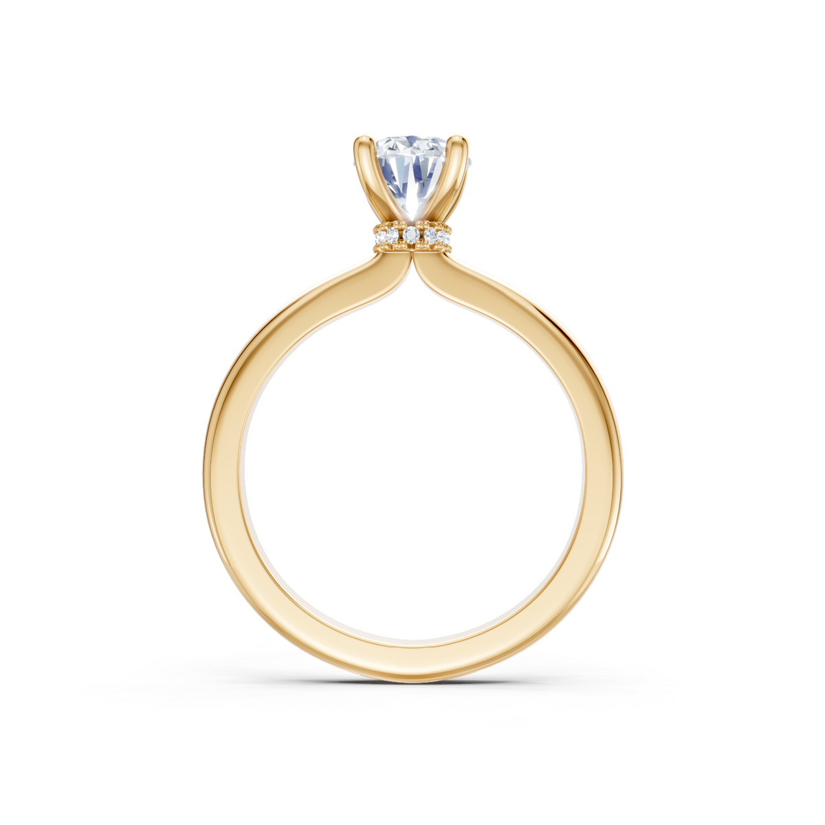 14K Yellow Gold Solitaire Mounting with Diamonds for Oval Center