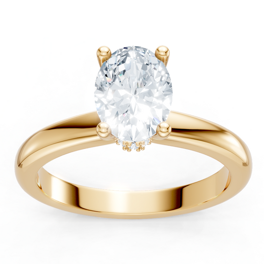 14K Yellow Gold Solitaire Mounting with Diamonds for Oval Center