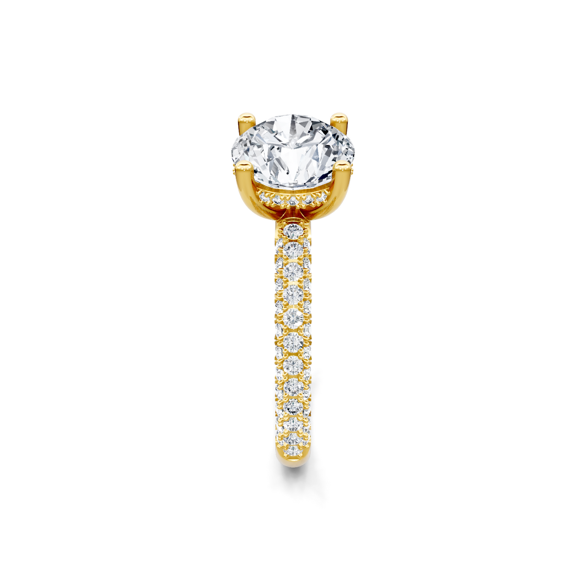 14K Yellow Gold Semi Mount for 2 ct Round Center