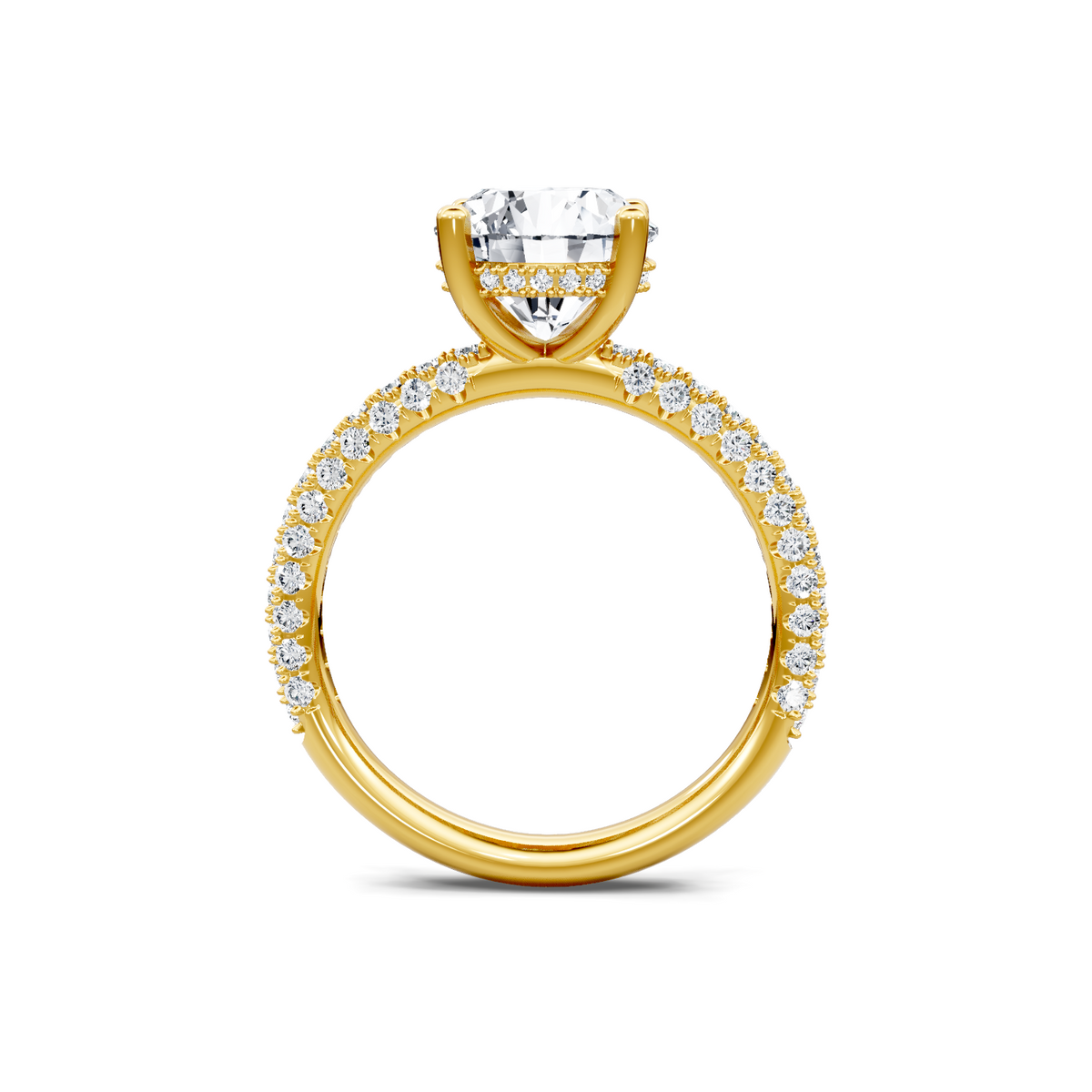 14K Yellow Gold Semi Mount for 2 ct Round Center