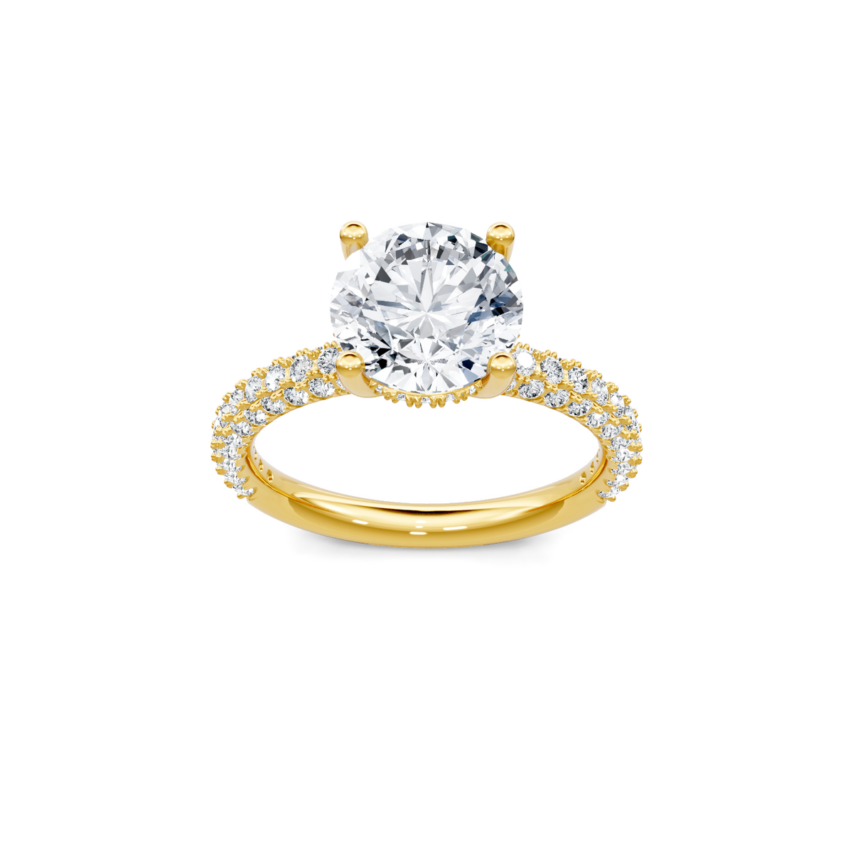 14K Yellow Gold Semi Mount for 2 ct Round Center