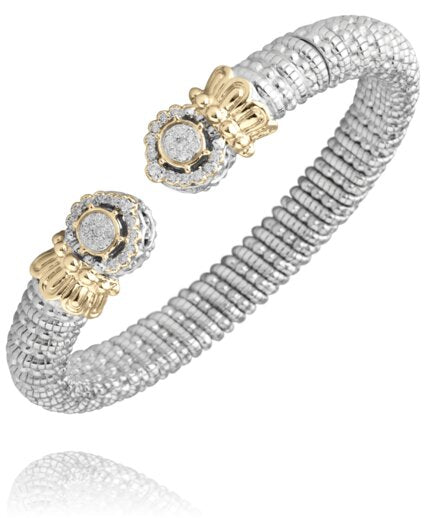 Two-Tone Diamond Cuff Bracelet, Sterling Silver & 14K Gold – 0.29 CT TW