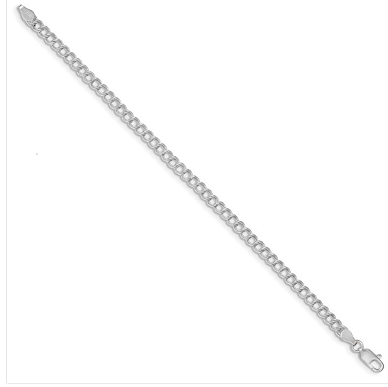 Sterling silver double-link curb charm bracelet with lobster clasp