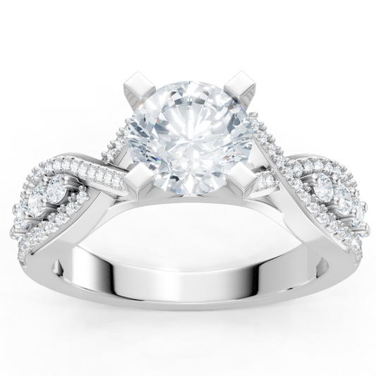 14K White Gold Round Diamond Twist Setting