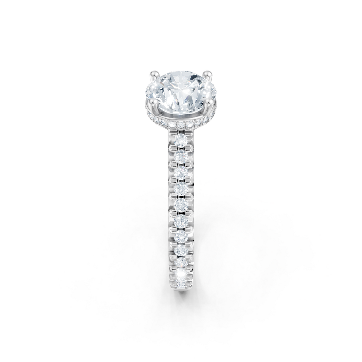 14K White Gold Round Diamond Cathedral Surprise Setting