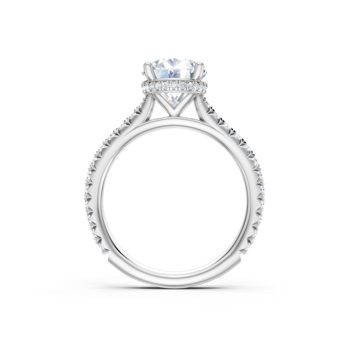 14K White Gold Round Diamond Cathedral Surprise Setting