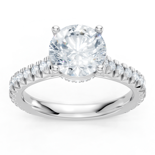 14K White Gold Round Diamond Cathedral Surprise Setting