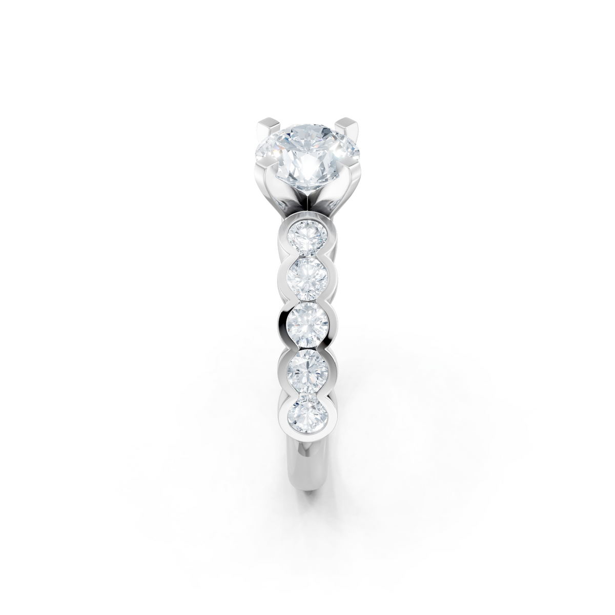 14K White Gold Round Diamond Bezel Semi Mount