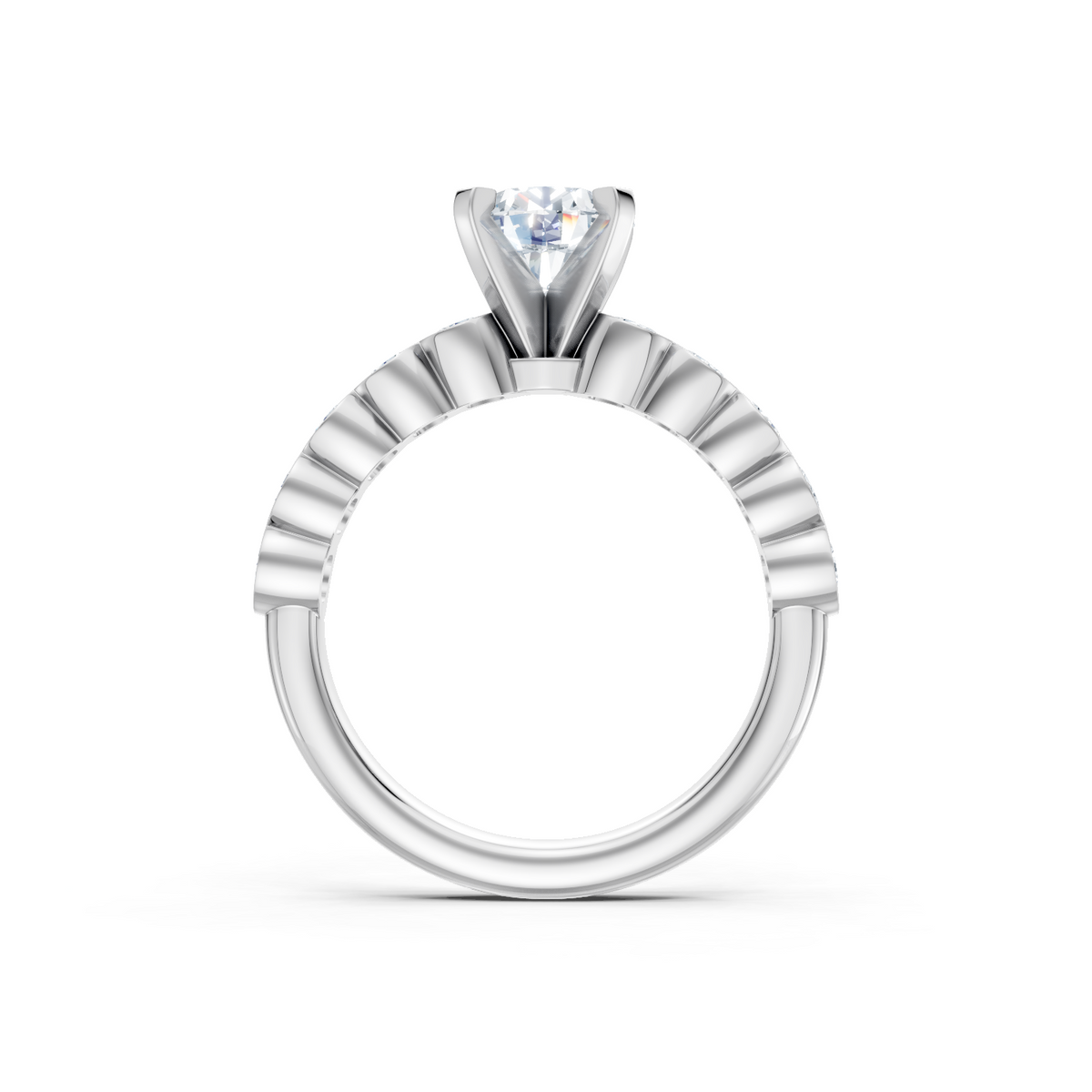 14K White Gold Round Diamond Bezel Semi Mount