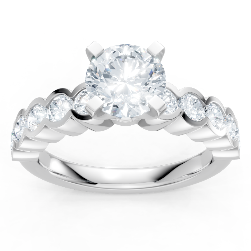 14K White Gold Round Diamond Bezel Semi Mount