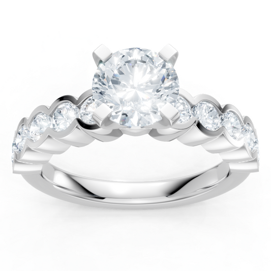 14K White Gold Round Diamond Bezel Semi Mount
