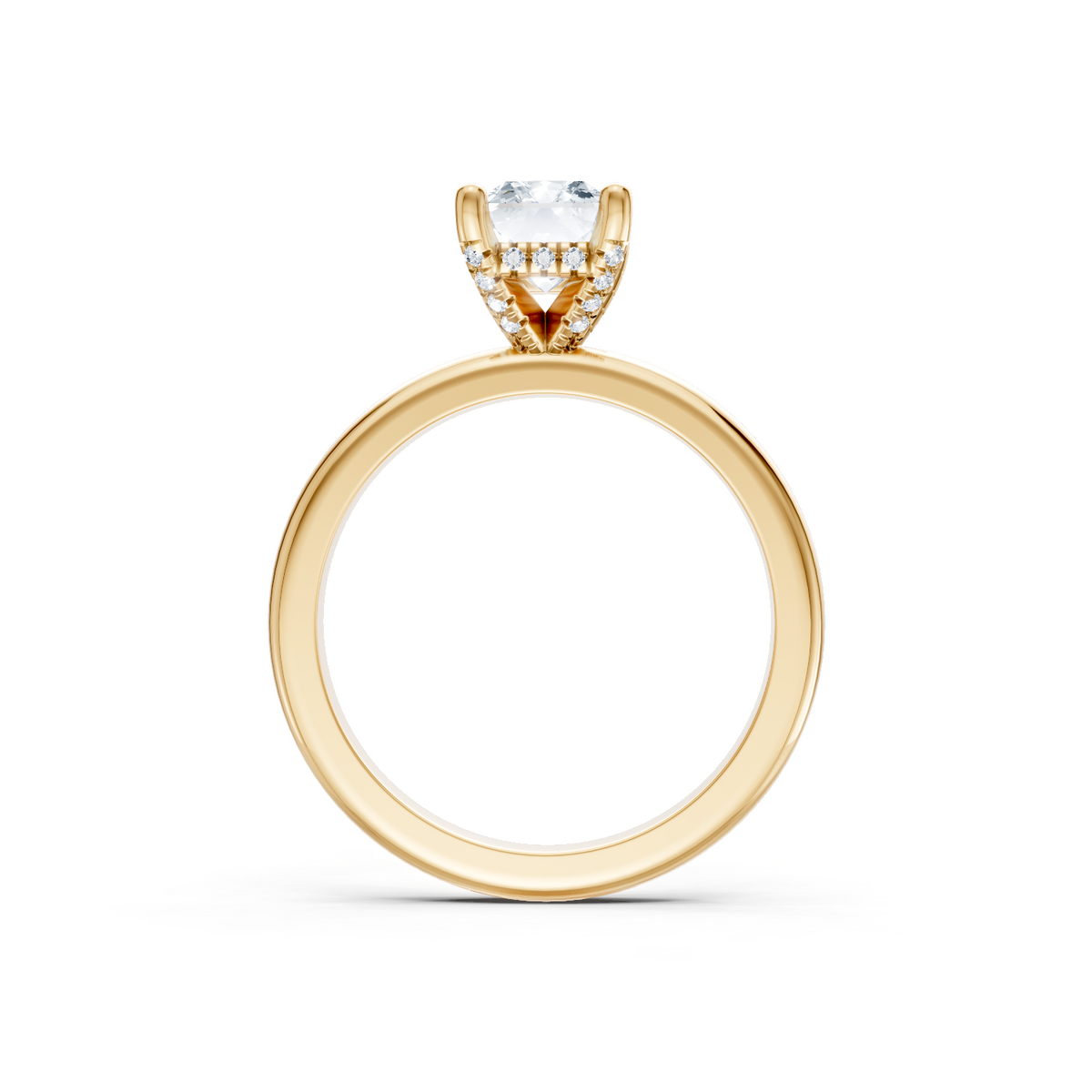 14K Yellow Gold Solitaire Mounting with Diamonds for Emerald Cut Center