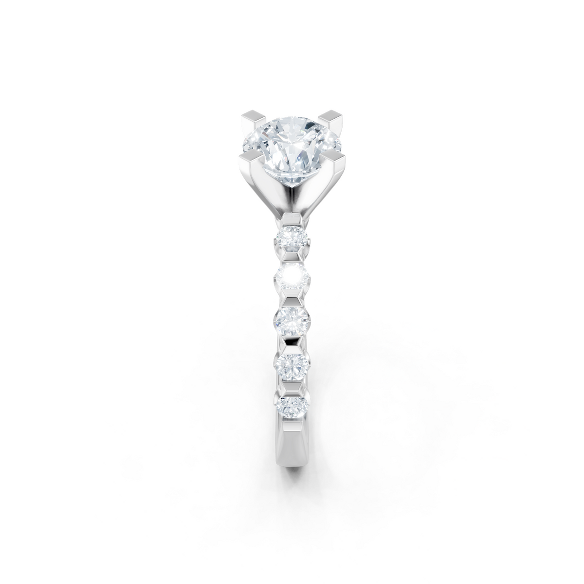 14K White Gold Round Diamond Imagine Set Engagement Ring
