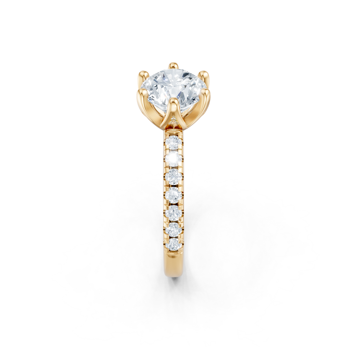 14K Yellow Gold Diamond Tulip Petite Semi Mount