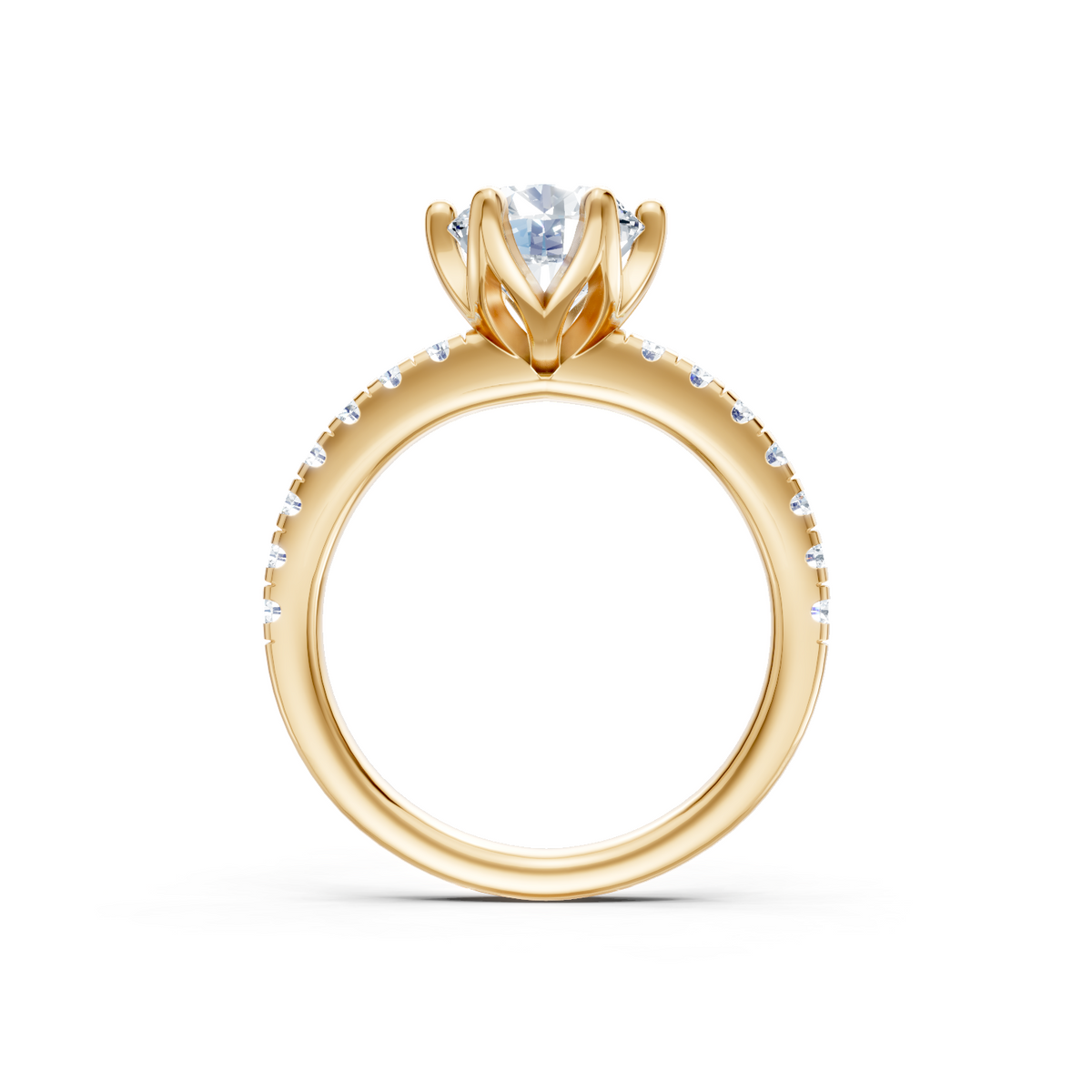 14K Yellow Gold Diamond Tulip Petite Semi Mount