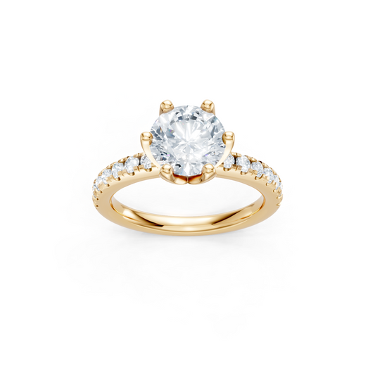 14K Yellow Gold Diamond Tulip Petite Semi Mount