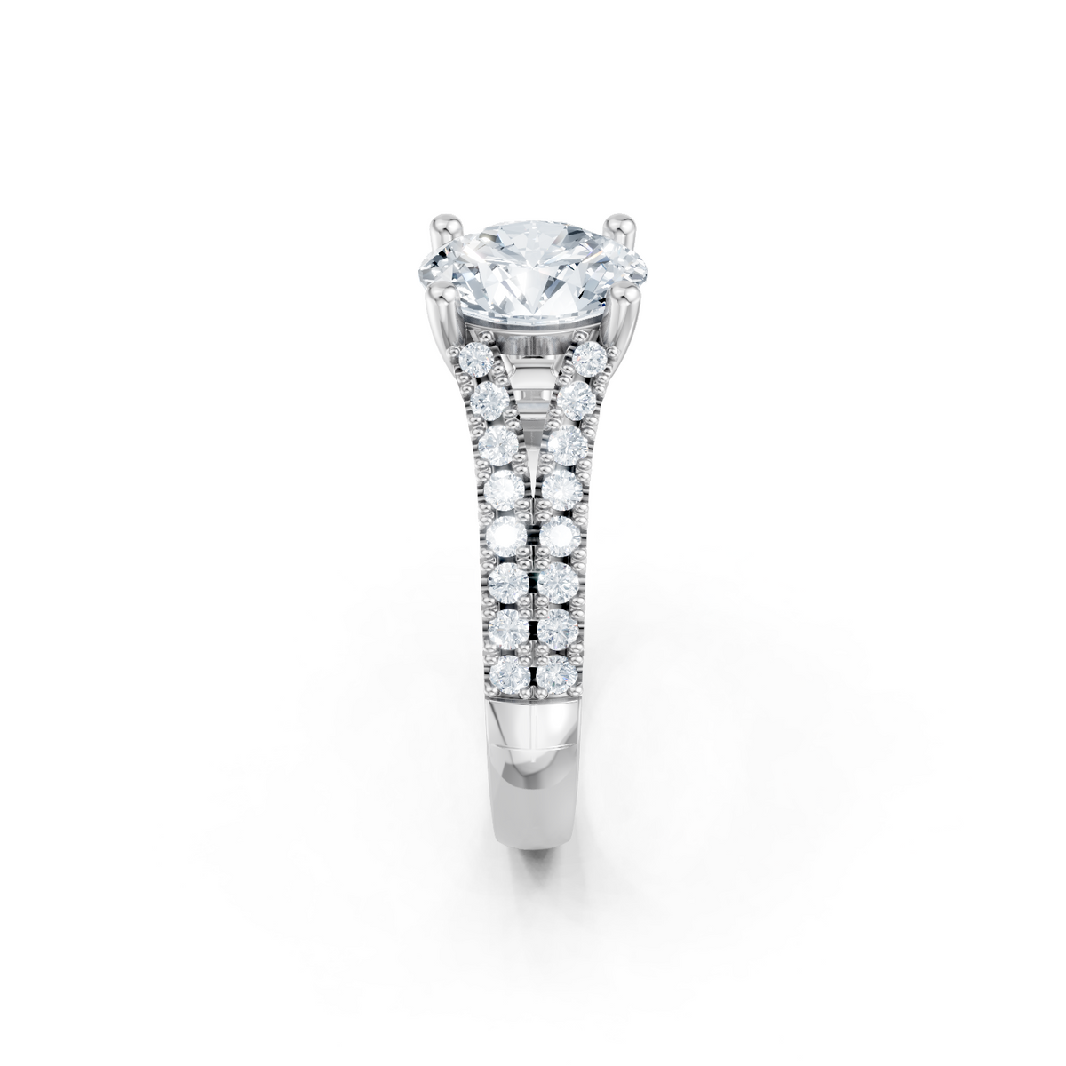 14K White Gold Oval Split Shank Semi Mount