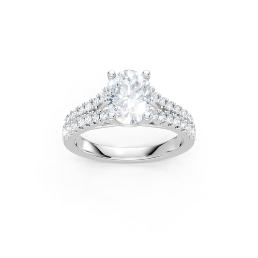 14K White Gold Oval Split Shank Semi Mount