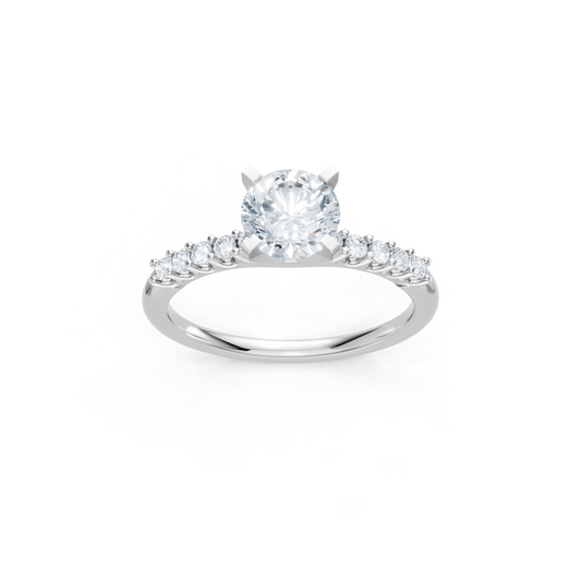 14K White Gold Round Diamond U-Prong Engagement Ring