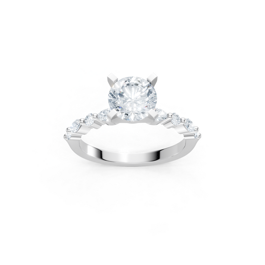 14K White Gold Round and Marquise Alternating Imagine Set Semi Mount