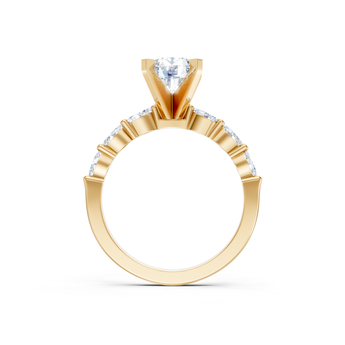 14K Yellow Gold 6 Stone Marquise Imagine Set Semi Mount