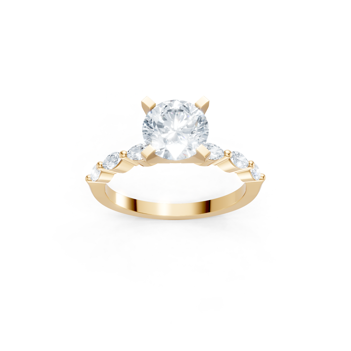 14K Yellow Gold 6 Stone Marquise Imagine Set Semi Mount