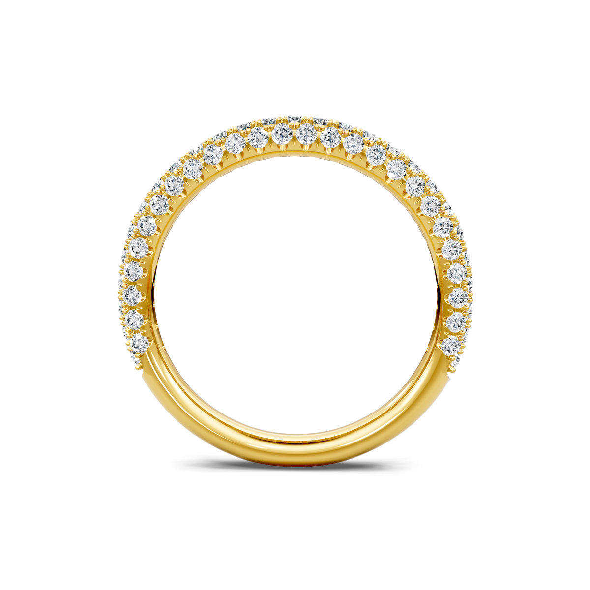 14K Yellow Gold Round 3 Sided Pave Band