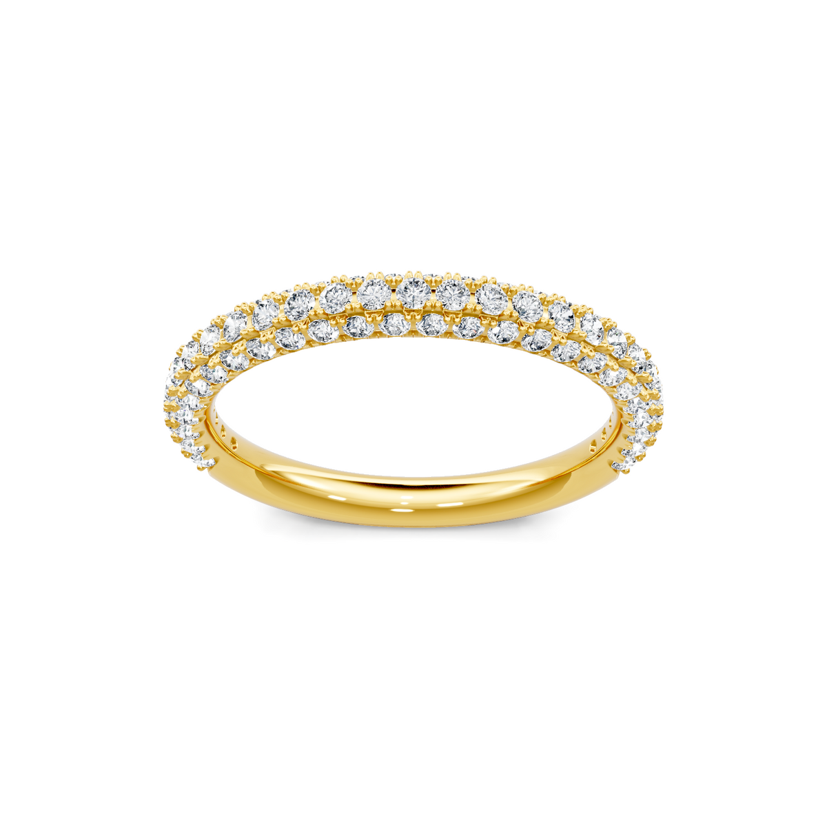 14K Yellow Gold Round 3 Sided Pave Band