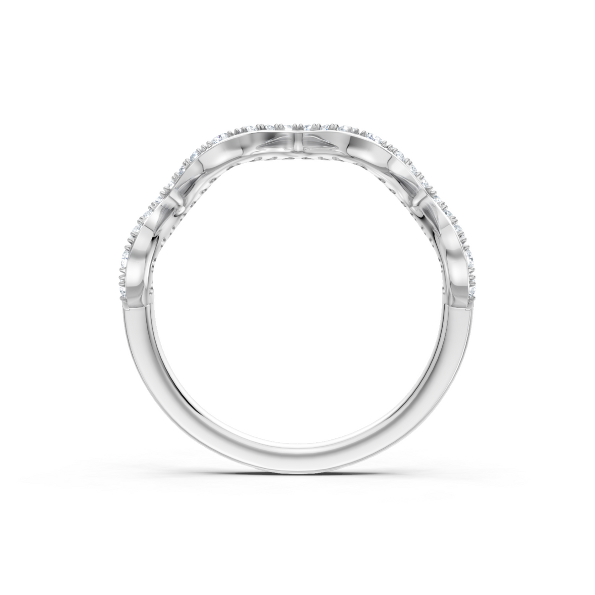 14K White Gold Round Diamond Zig Zag Band