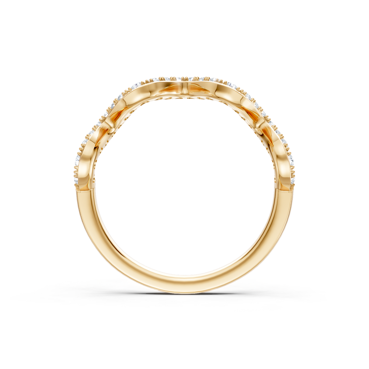 14K Yellow Gold Round Diamond Zig Zag Band