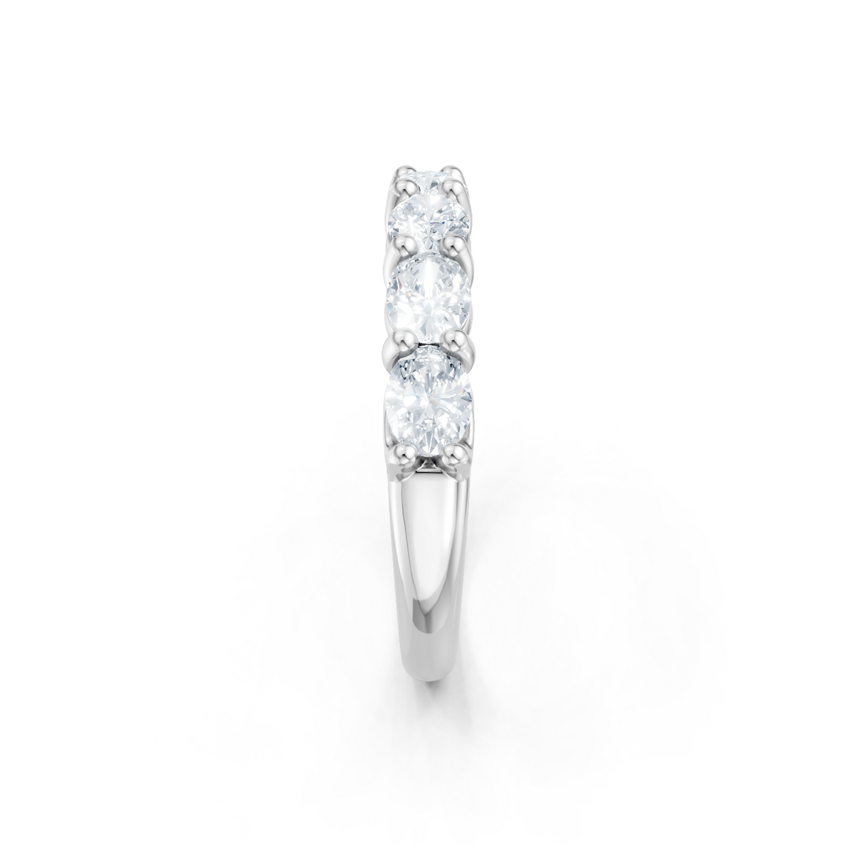 14K White Gold East-West Oval Shared Prong Band
