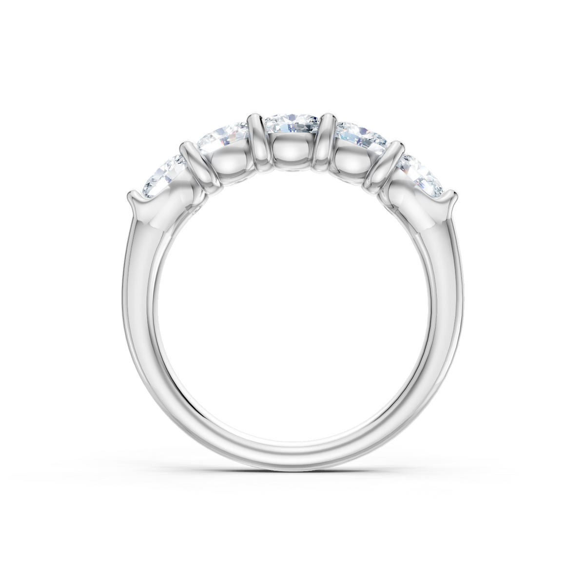 14K White Gold East-West Oval Shared Prong Band