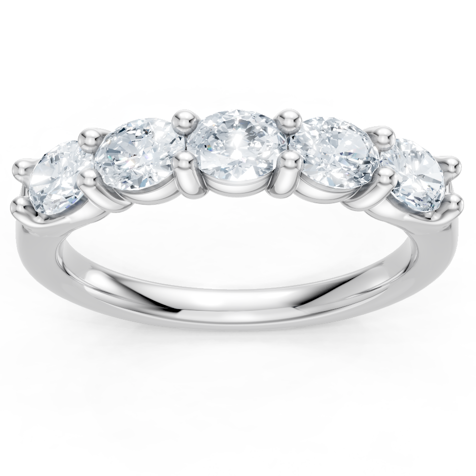 14K White Gold East-West Oval Shared Prong Band