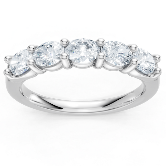 14K White Gold East-West Oval Shared Prong Band