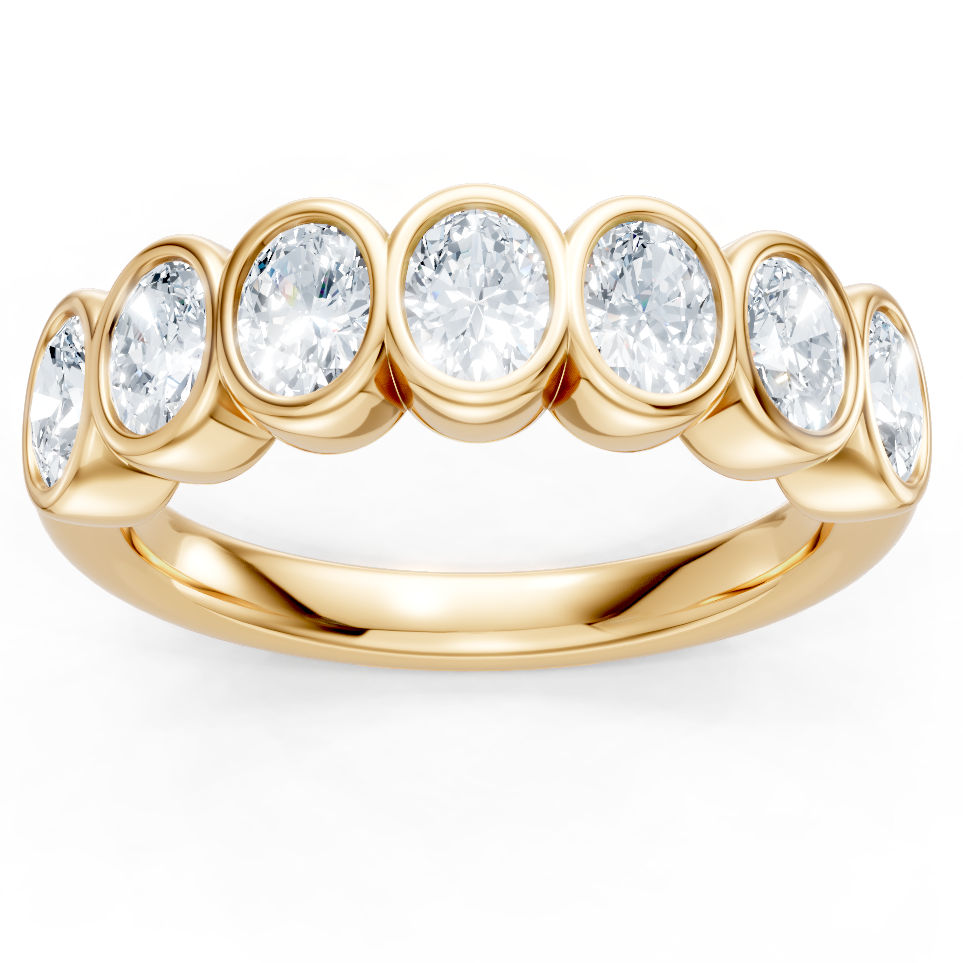 14K Yellow Gold Oval Bezel Band