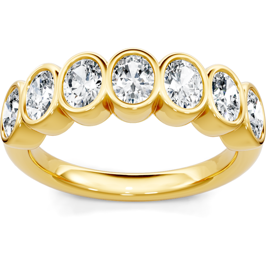 14K yellow gold seven-stone oval diamond bezel-set anniversary band