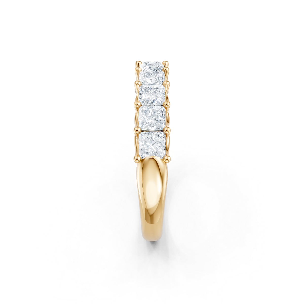 14K Yellow Gold Princess Cut Diamond Trellis 7 Stone Band