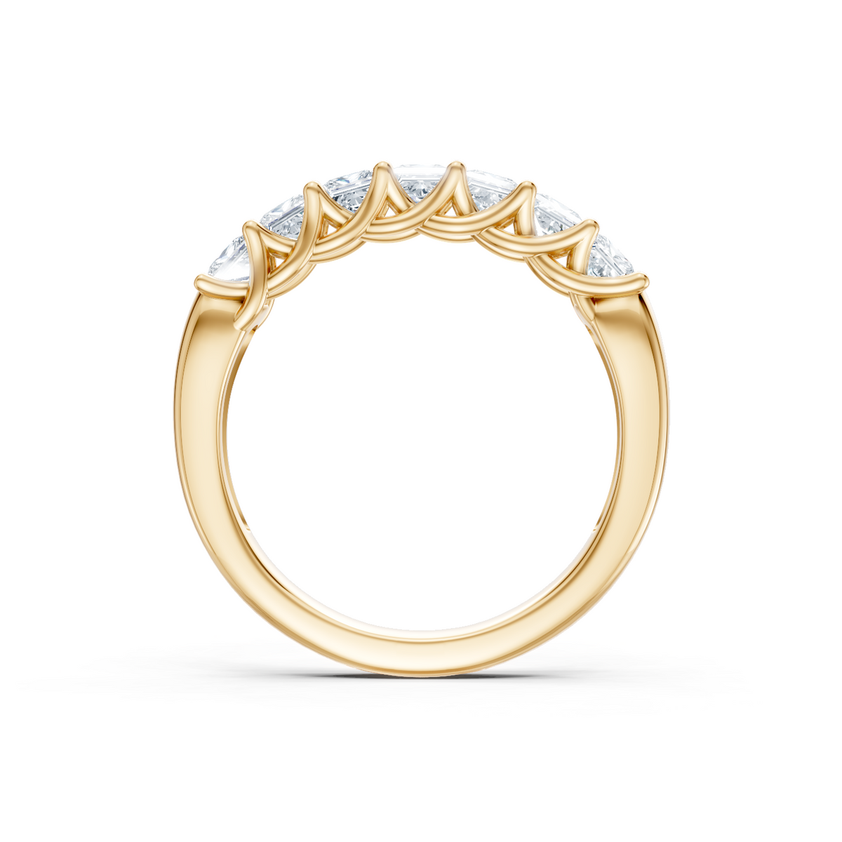 14K Yellow Gold Princess Cut Diamond Trellis 7 Stone Band