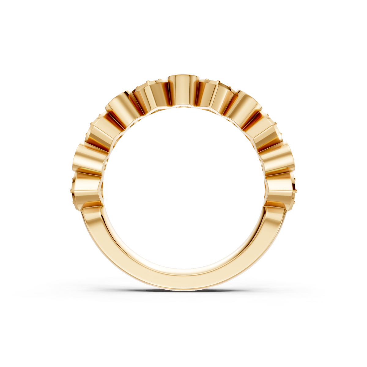 14K Yellow Gold Round Diamond Pave Milgrain Band