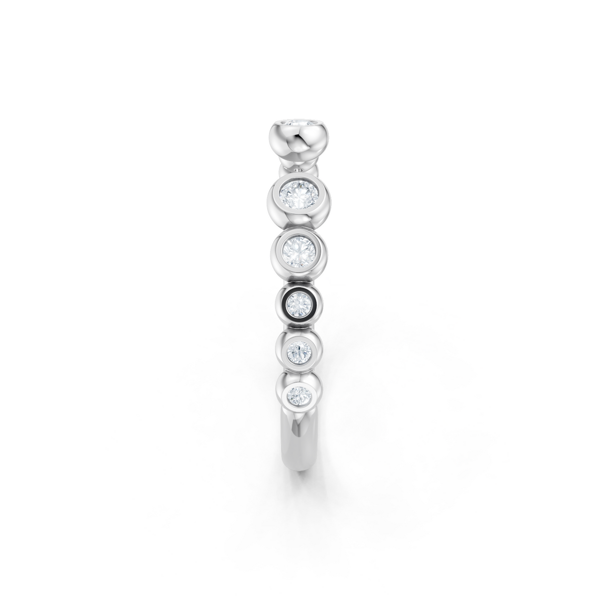 14K White Gold Round Bezel Set Open Band