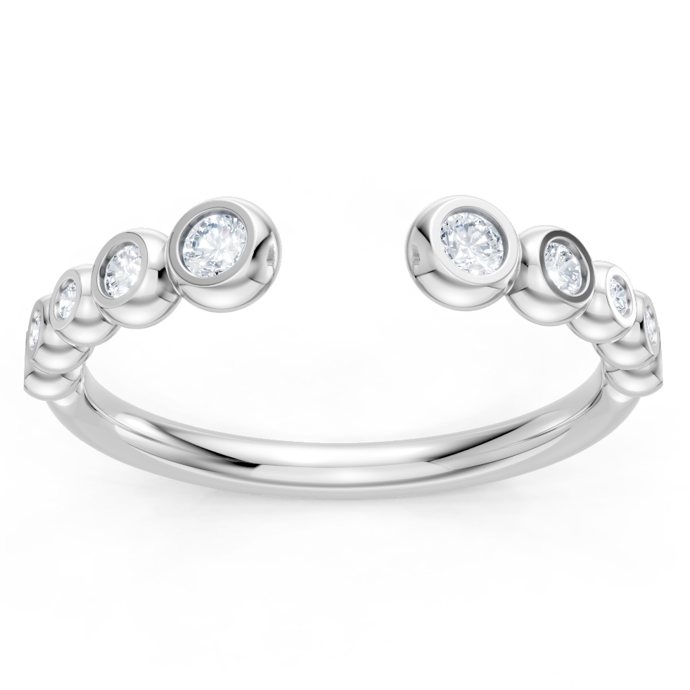 14K White Gold Round Bezel Set Open Band