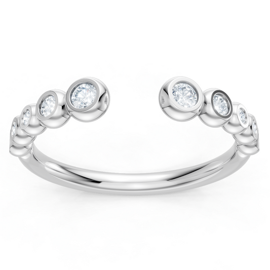 14K White Gold Round Bezel Set Open Band