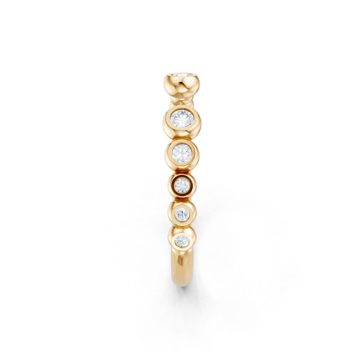 14K Yellow Gold Round Bezel Set Open Band