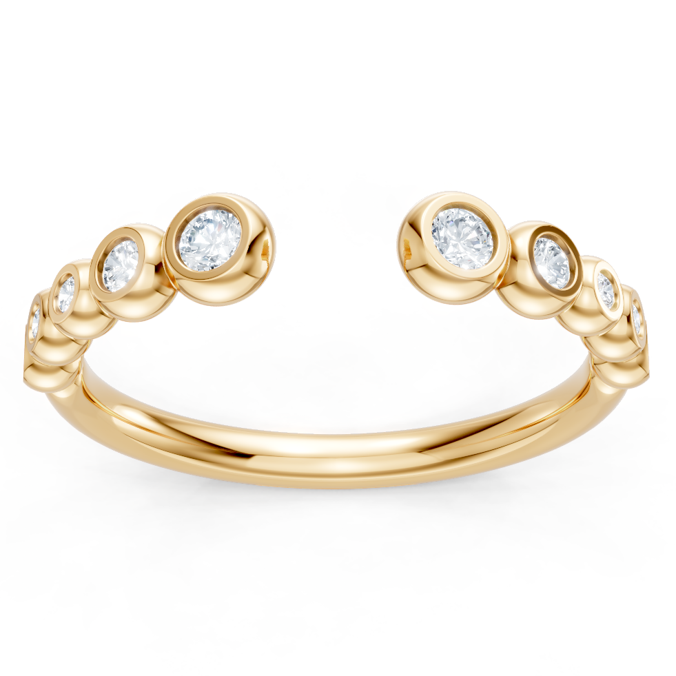 14K Yellow Gold Round Bezel Set Open Band