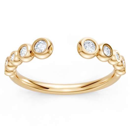 14K Yellow Gold Round Bezel Set Open Band