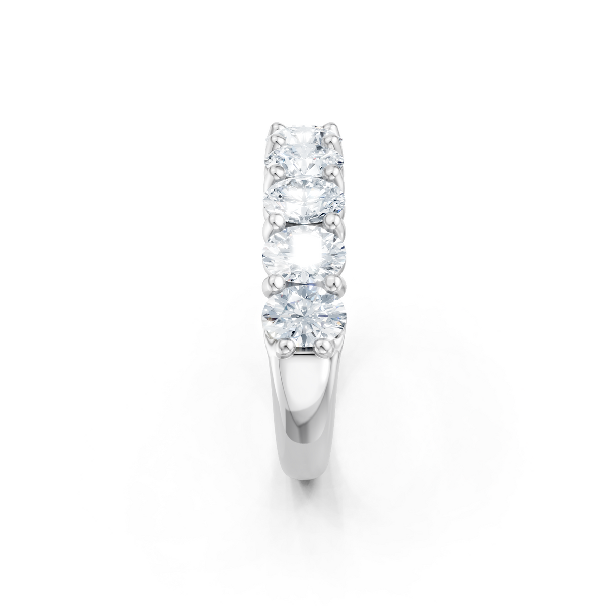 14K White Gold Oval Shared Prong Band