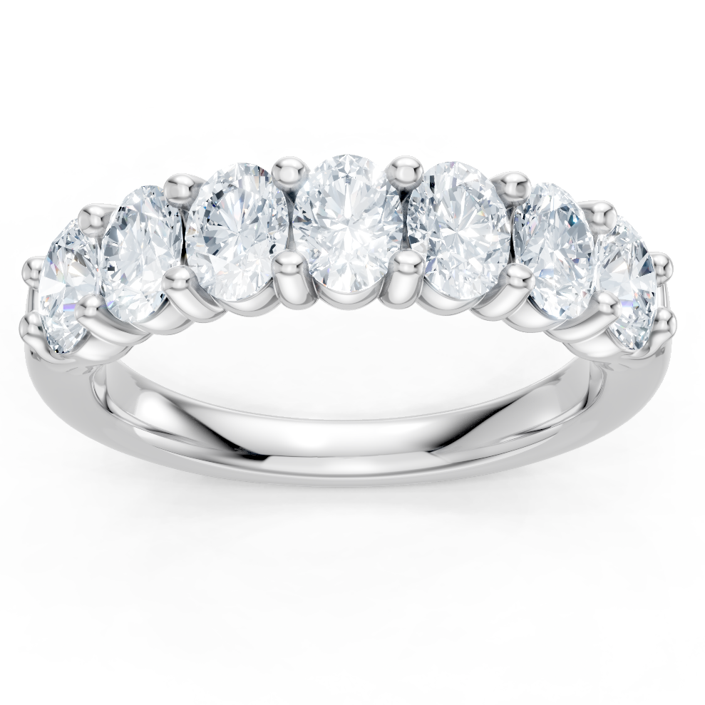 14K White Gold Oval Shared Prong Band