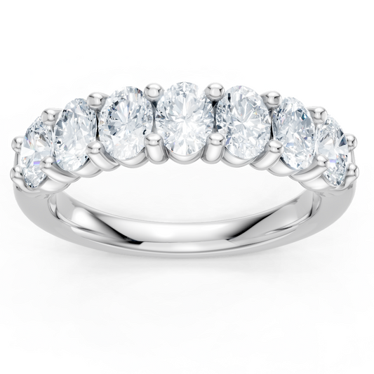 14K White Gold Oval Shared Prong Band