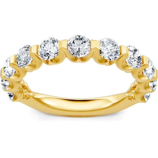 14K yellow gold shared single-prong round diamond anniversary band