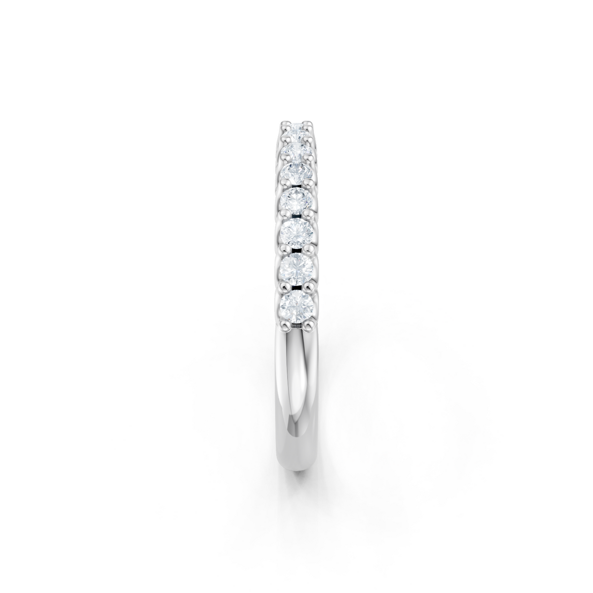 14K White Gold Round Diamond U-Prong 11 Stone Band